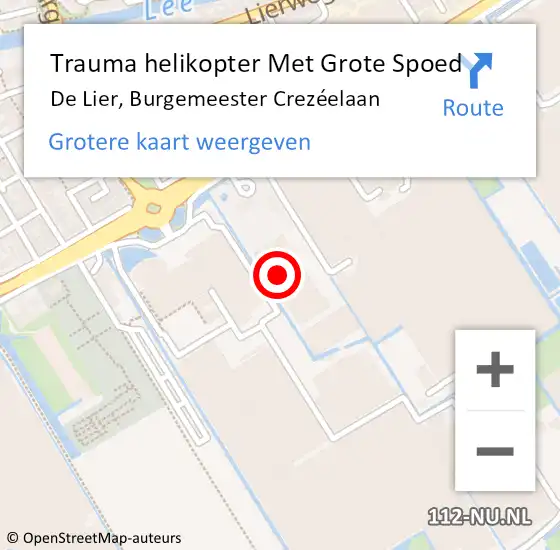 Locatie op kaart van de 112 melding: Trauma helikopter Met Grote Spoed Naar De Lier, Burgemeester Crezéelaan op 12 oktober 2023 11:59