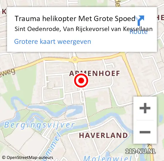 Locatie op kaart van de 112 melding: Trauma helikopter Met Grote Spoed Naar Sint Oedenrode, Van Rijckevorsel van Kessellaan op 12 oktober 2023 12:24