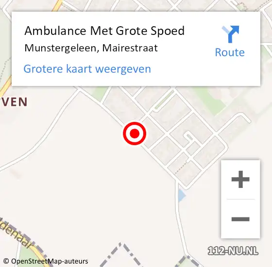 Locatie op kaart van de 112 melding: Ambulance Met Grote Spoed Naar Munstergeleen, Mairestraat op 11 september 2014 11:38