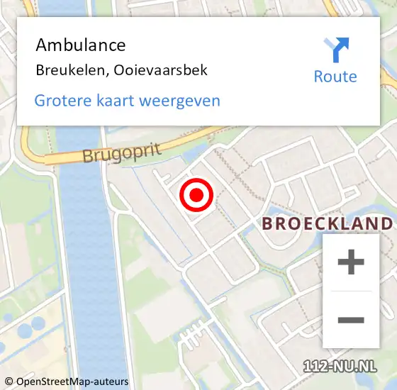 Locatie op kaart van de 112 melding: Ambulance Breukelen, Ooievaarsbek op 11 september 2014 11:40