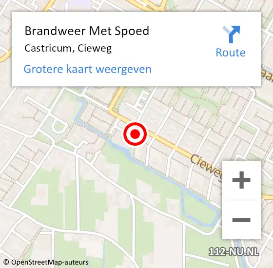 Locatie op kaart van de 112 melding: Brandweer Met Spoed Naar Castricum, Cieweg op 12 oktober 2023 12:57