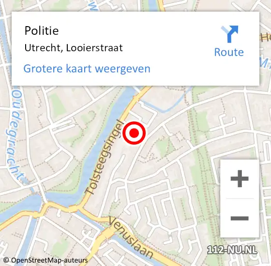 Locatie op kaart van de 112 melding: Politie Utrecht, Looierstraat op 12 oktober 2023 12:58
