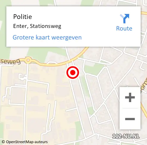 Locatie op kaart van de 112 melding: Politie Enter, Stationsweg op 12 oktober 2023 12:58