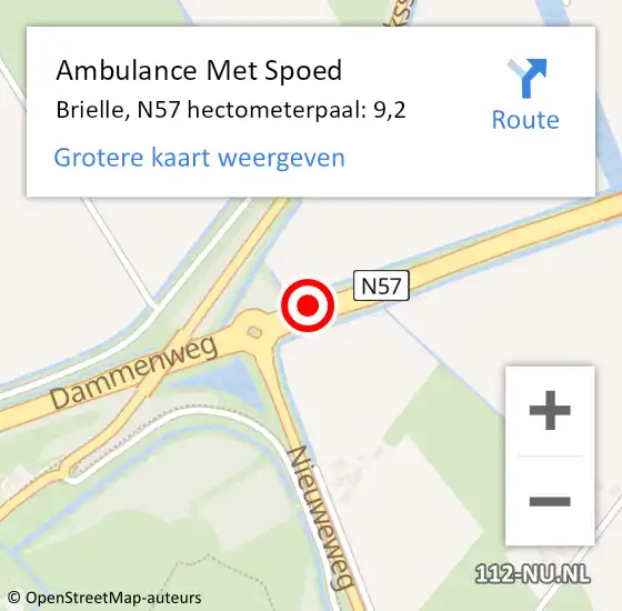 Locatie op kaart van de 112 melding: Ambulance Met Spoed Naar Brielle, N57 hectometerpaal: 9,2 op 12 oktober 2023 13:03