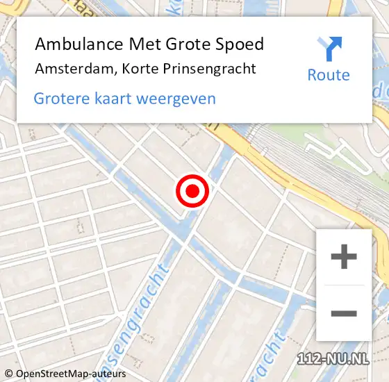 Locatie op kaart van de 112 melding: Ambulance Met Grote Spoed Naar Amsterdam, Korte Prinsengracht op 12 oktober 2023 13:06