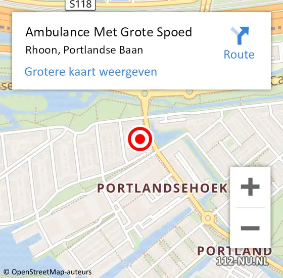 Locatie op kaart van de 112 melding: Ambulance Met Grote Spoed Naar Rhoon, Portlandse Baan op 12 oktober 2023 13:08