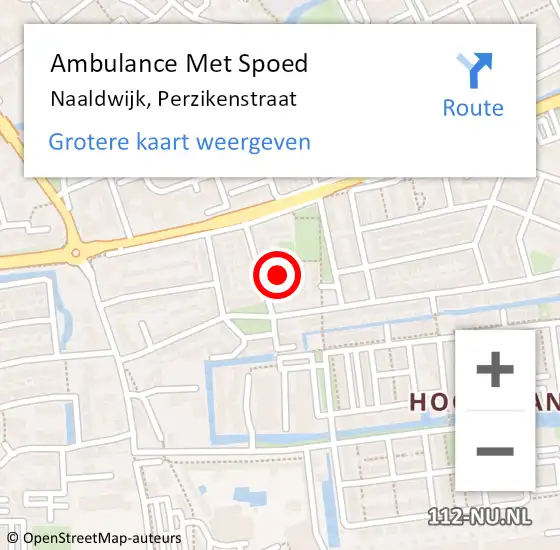Locatie op kaart van de 112 melding: Ambulance Met Spoed Naar Naaldwijk, Perzikenstraat op 12 oktober 2023 13:34
