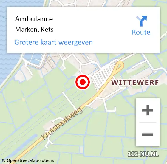 Locatie op kaart van de 112 melding: Ambulance Marken, Kets op 12 oktober 2023 13:42