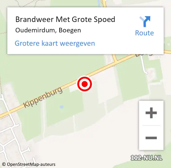 Locatie op kaart van de 112 melding: Brandweer Met Grote Spoed Naar Oudemirdum, Boegen op 11 september 2014 11:48