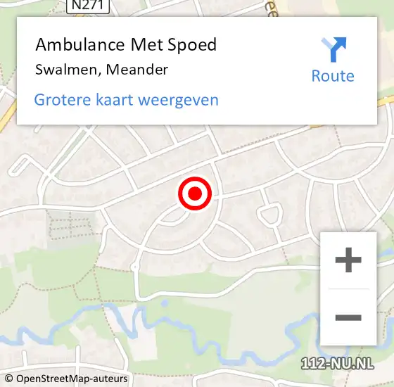 Locatie op kaart van de 112 melding: Ambulance Met Spoed Naar Swalmen, Meander op 12 oktober 2023 14:21