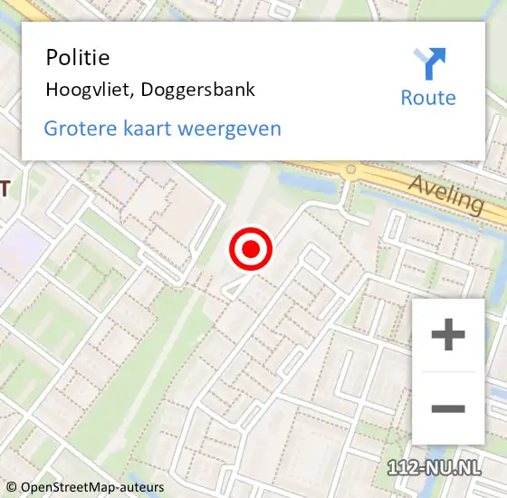 Locatie op kaart van de 112 melding: Politie Hoogvliet, Doggersbank op 12 oktober 2023 14:22