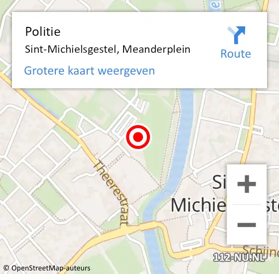 Locatie op kaart van de 112 melding: Politie Sint-Michielsgestel, Meanderplein op 12 oktober 2023 14:30