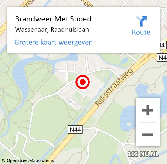 Locatie op kaart van de 112 melding: Brandweer Met Spoed Naar Wassenaar, Raadhuislaan op 12 oktober 2023 14:41