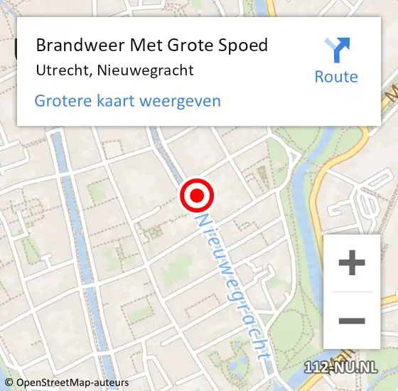 Locatie op kaart van de 112 melding: Brandweer Met Grote Spoed Naar Utrecht, Nieuwegracht op 12 oktober 2023 15:32