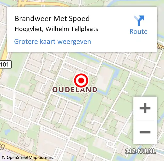 Locatie op kaart van de 112 melding: Brandweer Met Spoed Naar Hoogvliet, Wilhelm Tellplaats op 12 oktober 2023 15:36