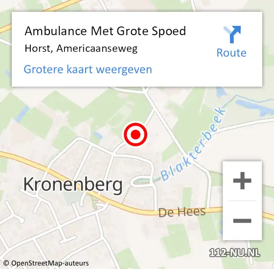 Locatie op kaart van de 112 melding: Ambulance Met Grote Spoed Naar Horst, Americaanseweg op 12 oktober 2023 15:44