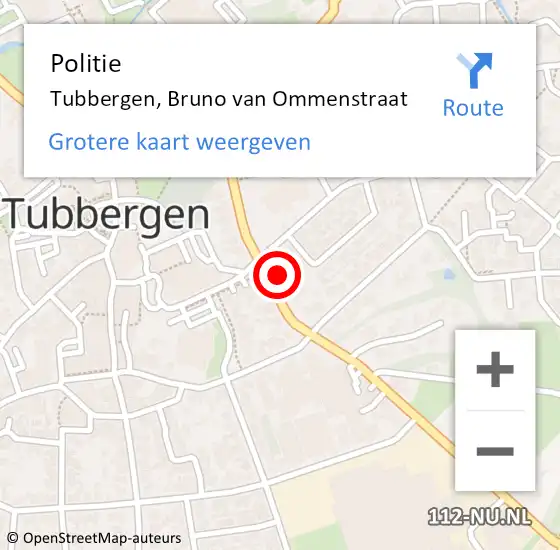 Locatie op kaart van de 112 melding: Politie Tubbergen, Bruno van Ommenstraat op 12 oktober 2023 15:45