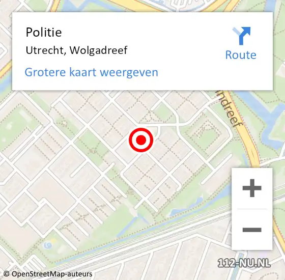 Locatie op kaart van de 112 melding: Politie Utrecht, Wolgadreef op 12 oktober 2023 15:56