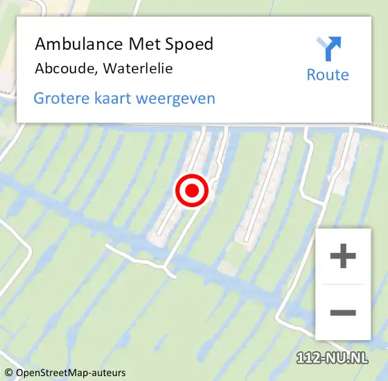 Locatie op kaart van de 112 melding: Ambulance Met Spoed Naar Abcoude, Waterlelie op 12 oktober 2023 15:57