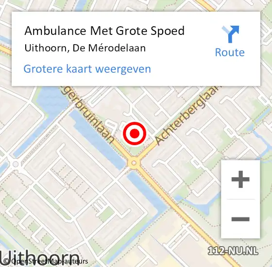 Locatie op kaart van de 112 melding: Ambulance Met Grote Spoed Naar Uithoorn, De Mérodelaan op 12 oktober 2023 16:16