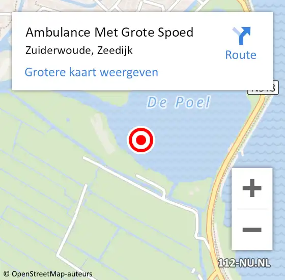 Locatie op kaart van de 112 melding: Ambulance Met Grote Spoed Naar Zuiderwoude, Zeedijk op 12 oktober 2023 16:20