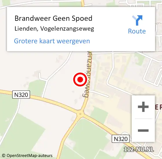 Locatie op kaart van de 112 melding: Brandweer Geen Spoed Naar Lienden, Vogelenzangseweg op 12 oktober 2023 16:25