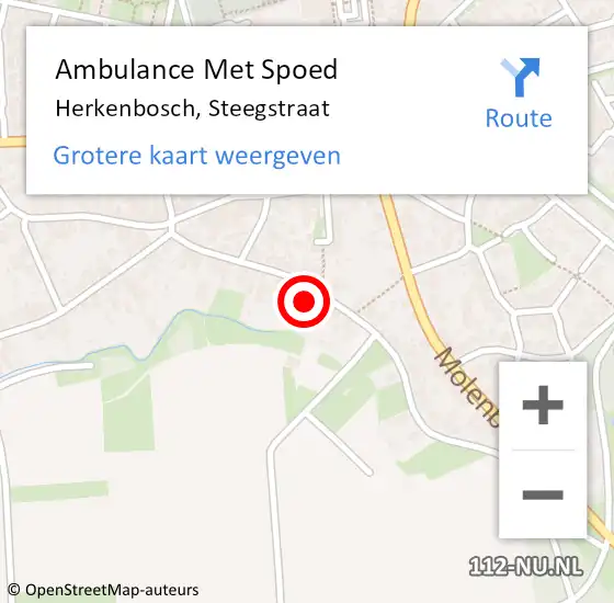 Locatie op kaart van de 112 melding: Ambulance Met Spoed Naar Herkenbosch, Steegstraat op 12 oktober 2023 16:29