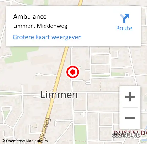 Locatie op kaart van de 112 melding: Ambulance Limmen, Middenweg op 12 oktober 2023 16:35