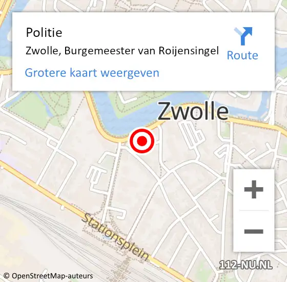 Locatie op kaart van de 112 melding: Politie Zwolle, Burgemeester van Roijensingel op 12 oktober 2023 16:39