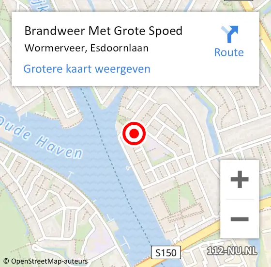 Locatie op kaart van de 112 melding: Brandweer Met Grote Spoed Naar Wormerveer, Esdoornlaan op 12 oktober 2023 16:41