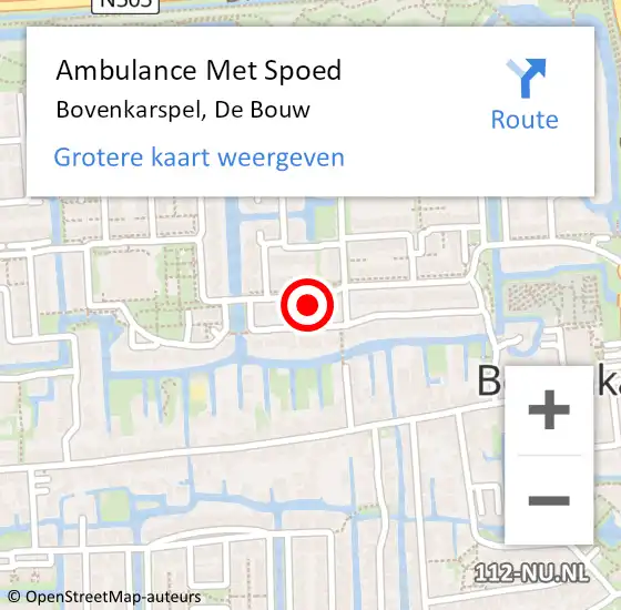 Locatie op kaart van de 112 melding: Ambulance Met Spoed Naar Bovenkarspel, De Bouw op 12 oktober 2023 17:16