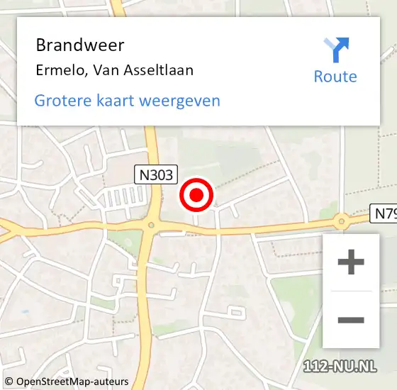 Locatie op kaart van de 112 melding: Brandweer Ermelo, Van Asseltlaan op 12 oktober 2023 17:29