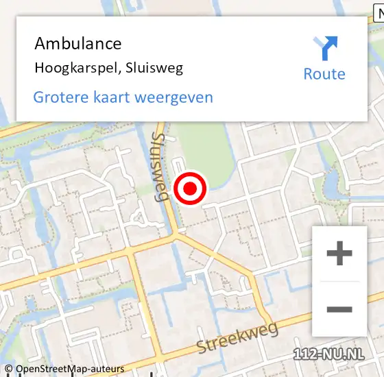 Locatie op kaart van de 112 melding: Ambulance Hoogkarspel, Sluisweg op 12 oktober 2023 17:36