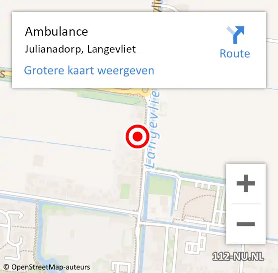 Locatie op kaart van de 112 melding: Ambulance Julianadorp, Langevliet op 12 oktober 2023 17:37