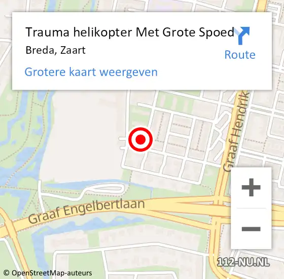 Locatie op kaart van de 112 melding: Trauma helikopter Met Grote Spoed Naar Breda, Zaart op 12 oktober 2023 17:40