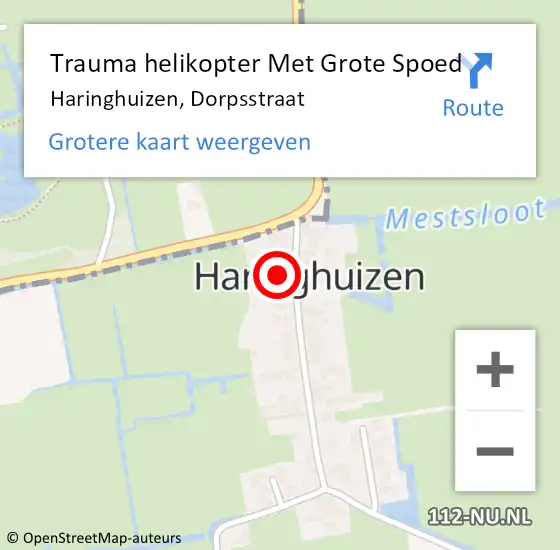 Locatie op kaart van de 112 melding: Trauma helikopter Met Grote Spoed Naar Haringhuizen, Dorpsstraat op 12 oktober 2023 17:45