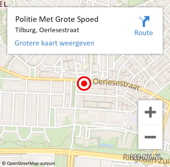 Locatie op kaart van de 112 melding: Politie Met Grote Spoed Naar Tilburg, Oerlesestraat op 12 oktober 2023 17:46