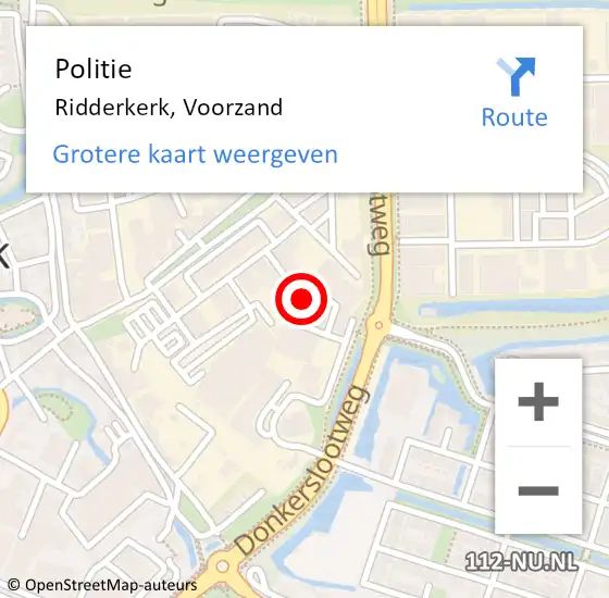 Locatie op kaart van de 112 melding: Politie Ridderkerk, Voorzand op 12 oktober 2023 17:52