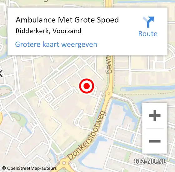 Locatie op kaart van de 112 melding: Ambulance Met Grote Spoed Naar Ridderkerk, Voorzand op 12 oktober 2023 17:52