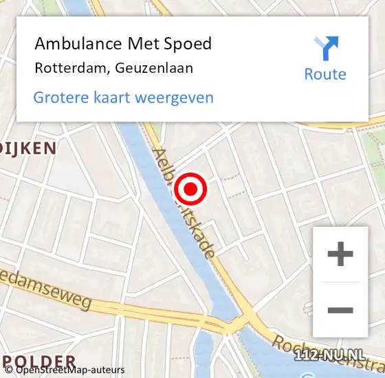 Locatie op kaart van de 112 melding: Ambulance Met Spoed Naar Rotterdam, Geuzenlaan op 12 oktober 2023 18:10