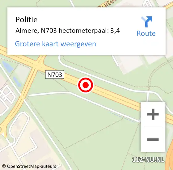 Locatie op kaart van de 112 melding: Politie Almere, N703 hectometerpaal: 3,4 op 12 oktober 2023 18:12