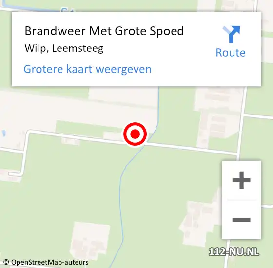 Locatie op kaart van de 112 melding: Brandweer Met Grote Spoed Naar Wilp, Leemsteeg op 12 oktober 2023 18:30