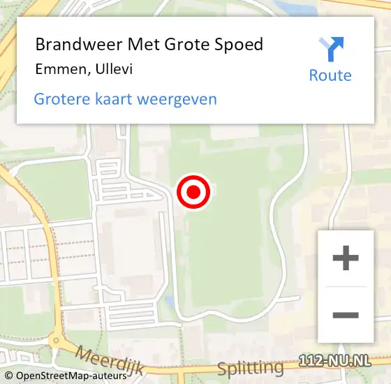 Locatie op kaart van de 112 melding: Brandweer Met Grote Spoed Naar Emmen, Ullevi op 12 oktober 2023 18:46