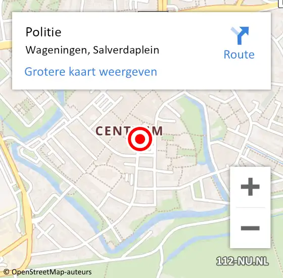 Locatie op kaart van de 112 melding: Politie Wageningen, Salverdaplein op 12 oktober 2023 19:07