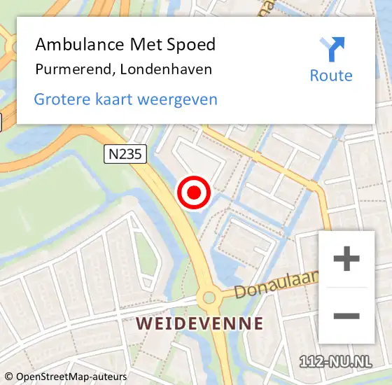 Locatie op kaart van de 112 melding: Ambulance Met Spoed Naar Purmerend, Londenhaven op 12 oktober 2023 19:22