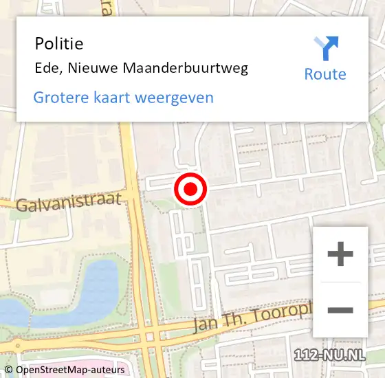 Locatie op kaart van de 112 melding: Politie Ede, Nieuwe Maanderbuurtweg op 12 oktober 2023 19:24
