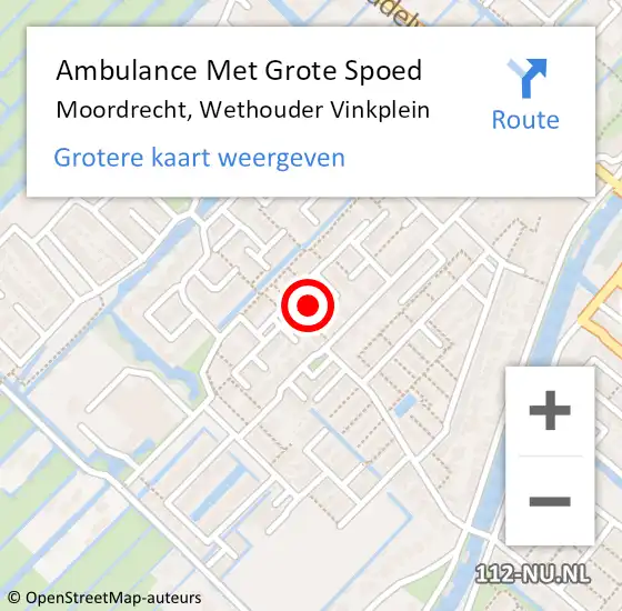 Locatie op kaart van de 112 melding: Ambulance Met Grote Spoed Naar Moordrecht, Wethouder Vinkplein op 12 oktober 2023 19:32