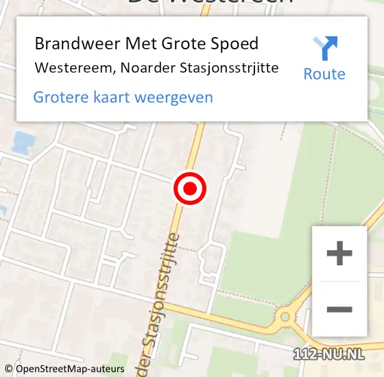 Locatie op kaart van de 112 melding: Brandweer Met Grote Spoed Naar Westereem, Noarder Stasjonsstrjitte op 12 oktober 2023 19:37