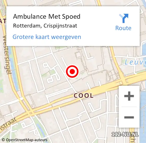 Locatie op kaart van de 112 melding: Ambulance Met Spoed Naar Rotterdam, Crispijnstraat op 12 oktober 2023 19:41