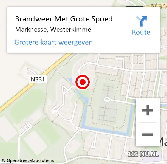 Locatie op kaart van de 112 melding: Brandweer Met Grote Spoed Naar Marknesse, Westerkimme op 12 oktober 2023 19:41